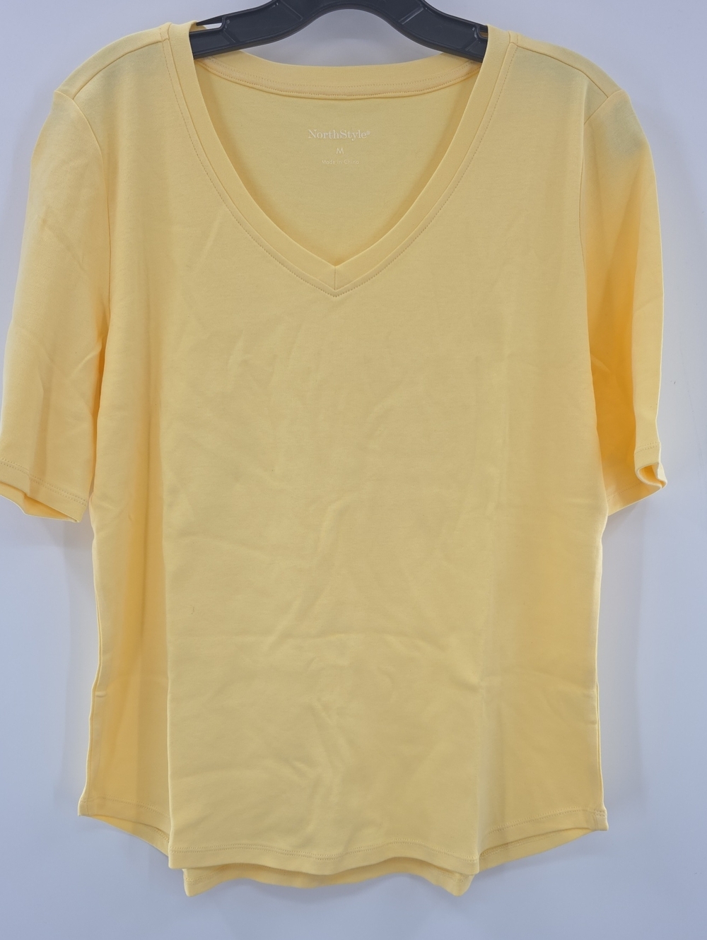 NorthStyle Women's V-Neck Short Sleeve Top - Light Yellow